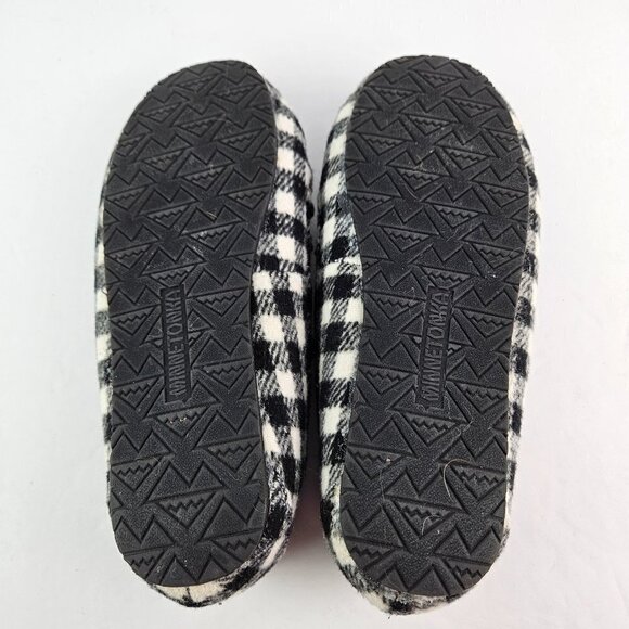 Minnetonka Petra Trapper Black/White Buffalo Plaid Moccasin Loafer Flat 8 44246 - Picture 8 of 10